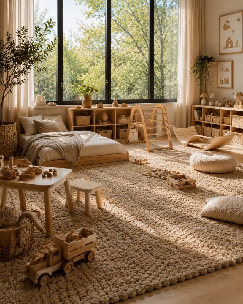 18 Montessori room ideas soft rug