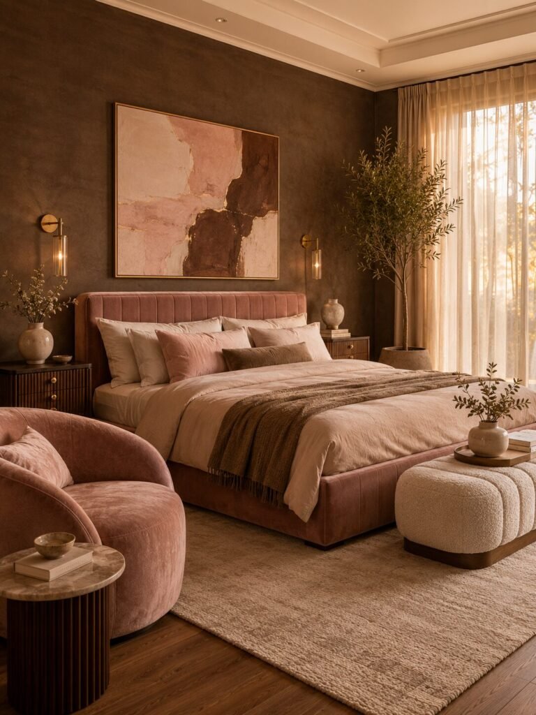 Chocolate pink and brown bedroom ideas