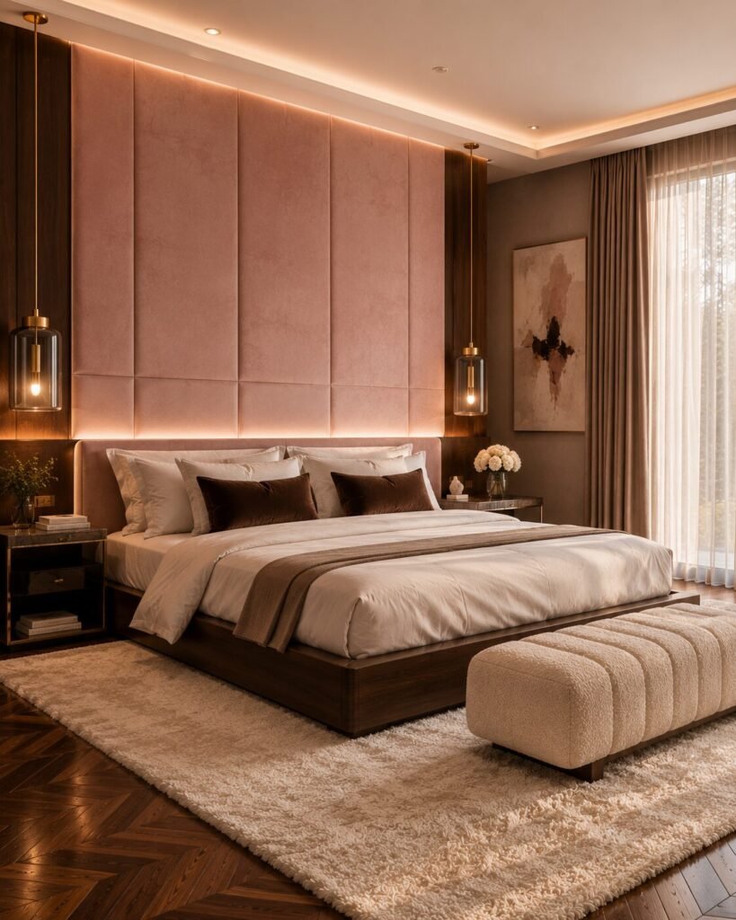 Boutique pink and brown bedroom ideas