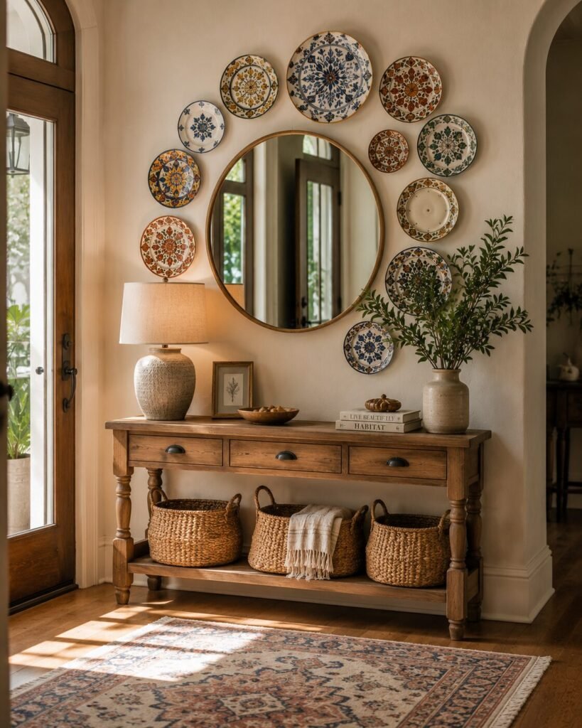 Plate wall ideas 9 -Entryway plate wall ideas décor