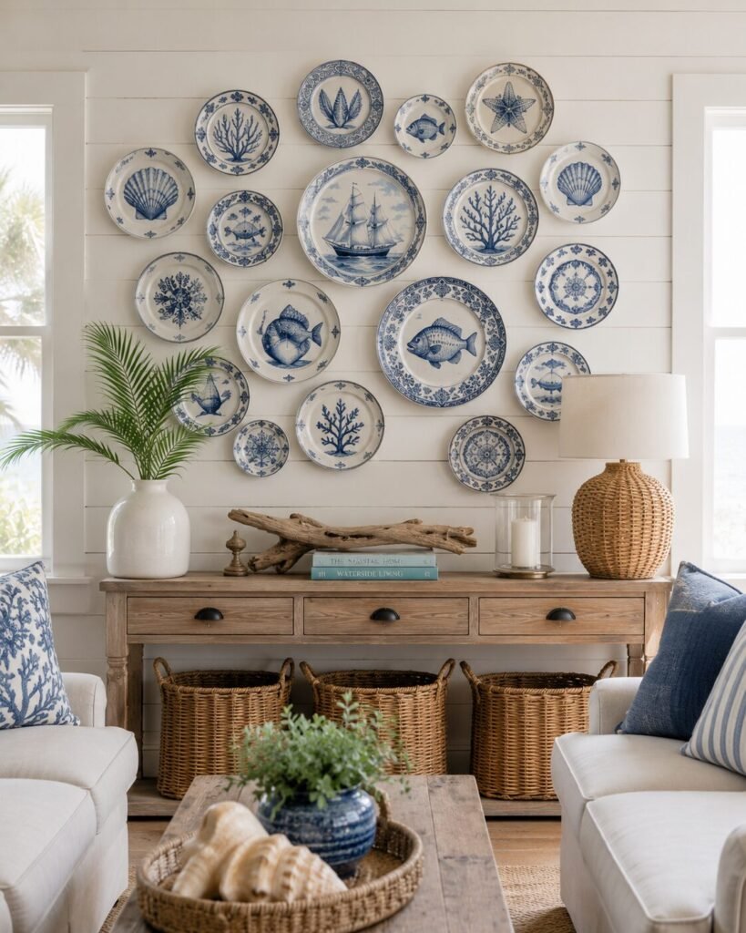 Plate wall ideas 12 Coastal plate wall ideas display