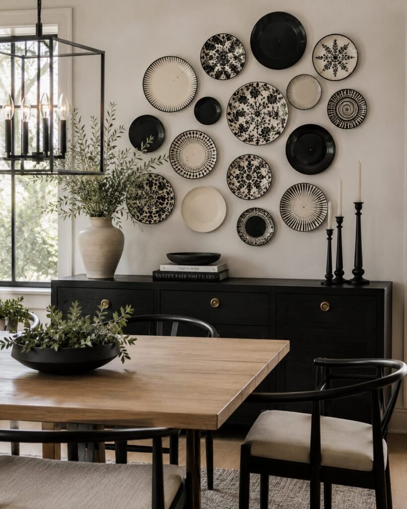 Plate wall ideas 14 Black and white plate wall ideas