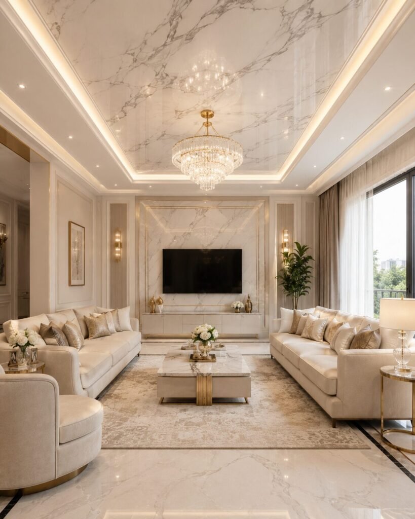 19 pvc false ceiling ideas 9 Marble 19 PVC false ceiling ideas