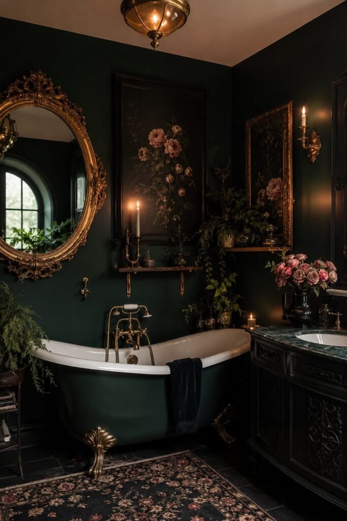 whimisigoth bathroom ideas 2 Whimisigoth bathroom ideas with emerald walls