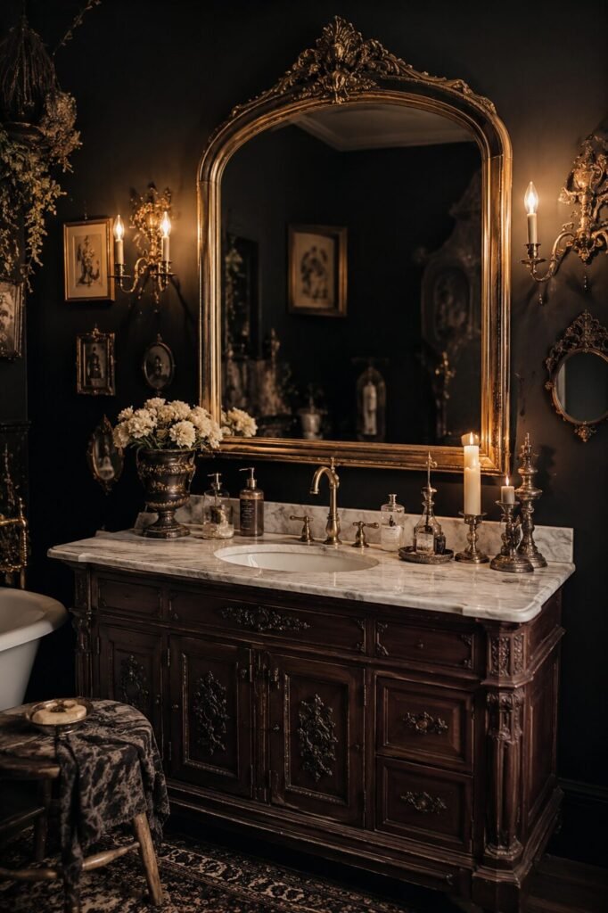whimisigoth bathroom ideas 4 Whimisigoth bathroom ideas with antique mirror