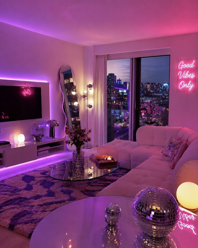 Y2K Living Room Ideas 5 Neon Y2K living room ideas
