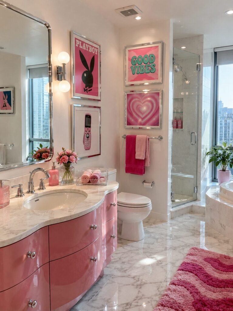 Y2K Bathroom ideas 8 Retro wall art Y2K bathroom ideas