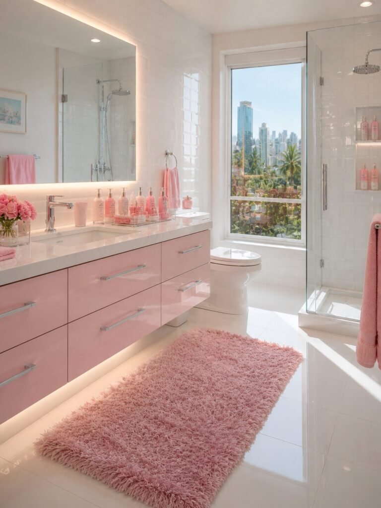 Y2K Bathroom ideas 11 Colorful bath mat Y2K bathroom ideas