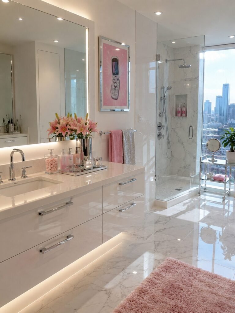 Y2K Bathroom ideas 12 Floating cabinets Y2K bathroom ideas