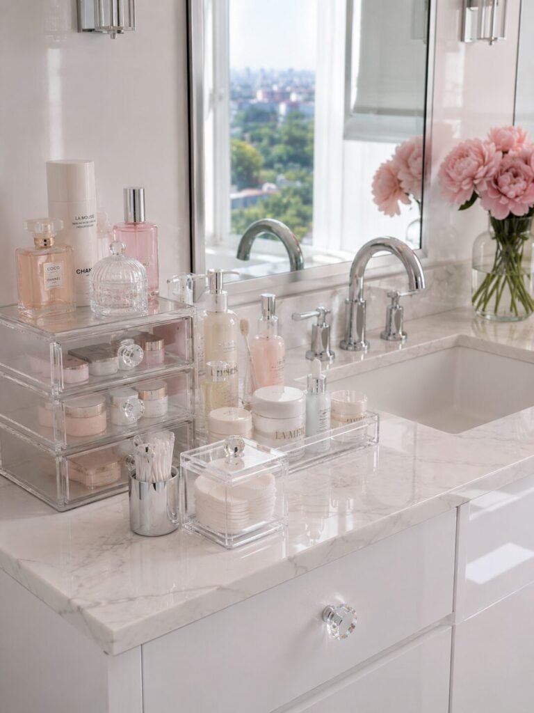 Y2K Bathroom ideas 13 Clear storage Y2K bathroom ideas
