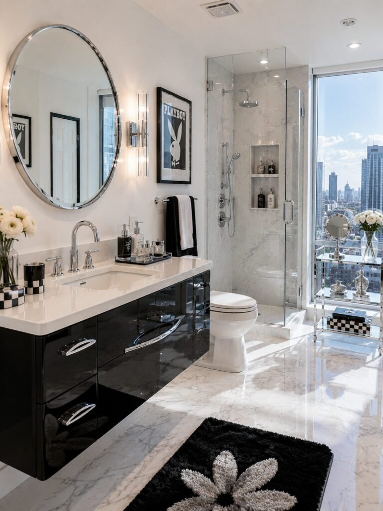 Y2K Bathroom ideas 14 Black white Y2K bathroom ideas