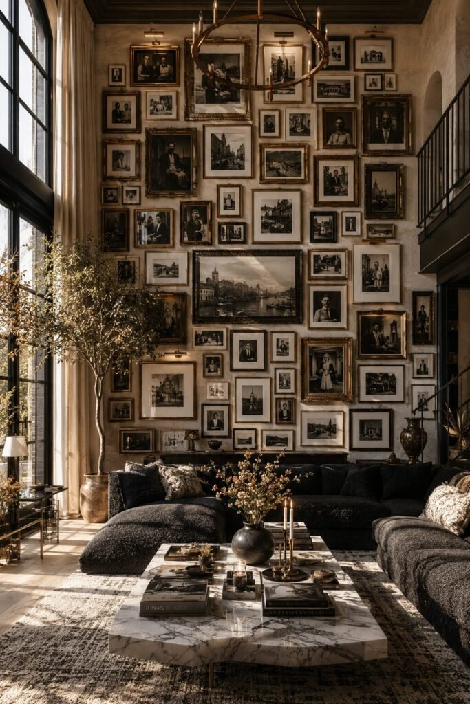Thrifted gallery wall ideas 4 Black-and-white thrifted gallery wall ideas