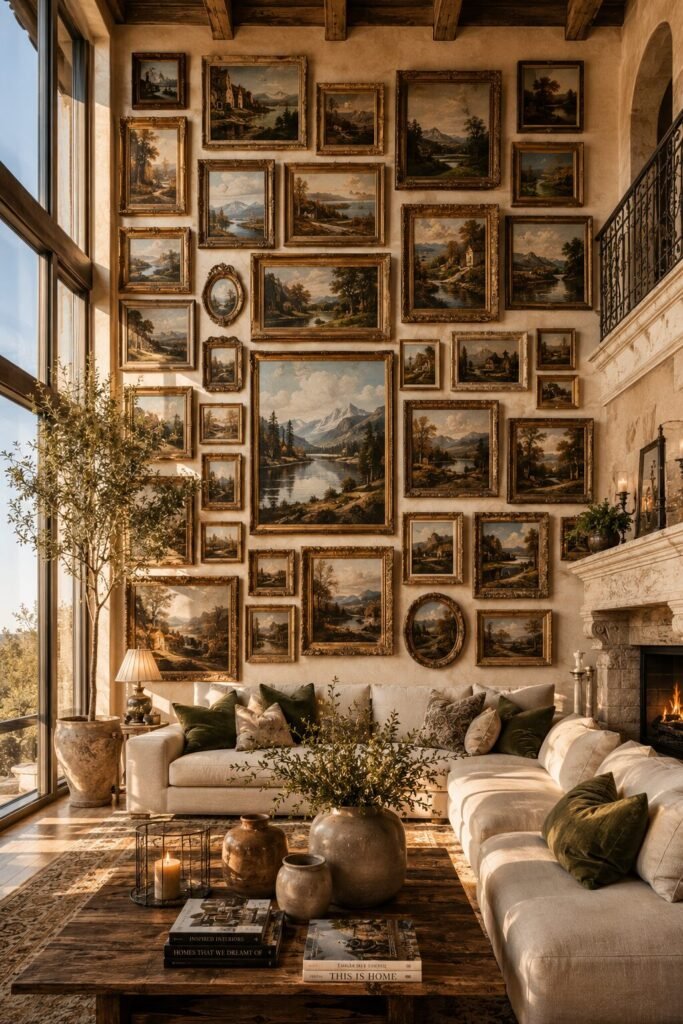 Thrifted gallery wall ideas 6 Vintage landscape thrifted gallery wall ideas