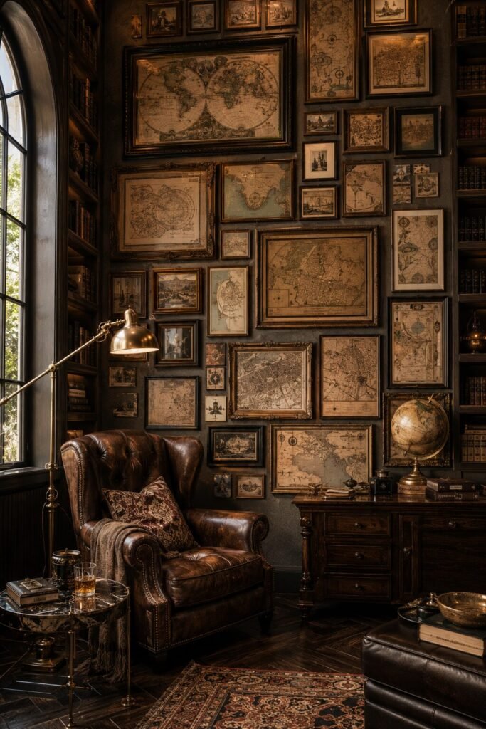 Thrifted gallery wall ideas 7 Vintage map thrifted gallery wall ideas
