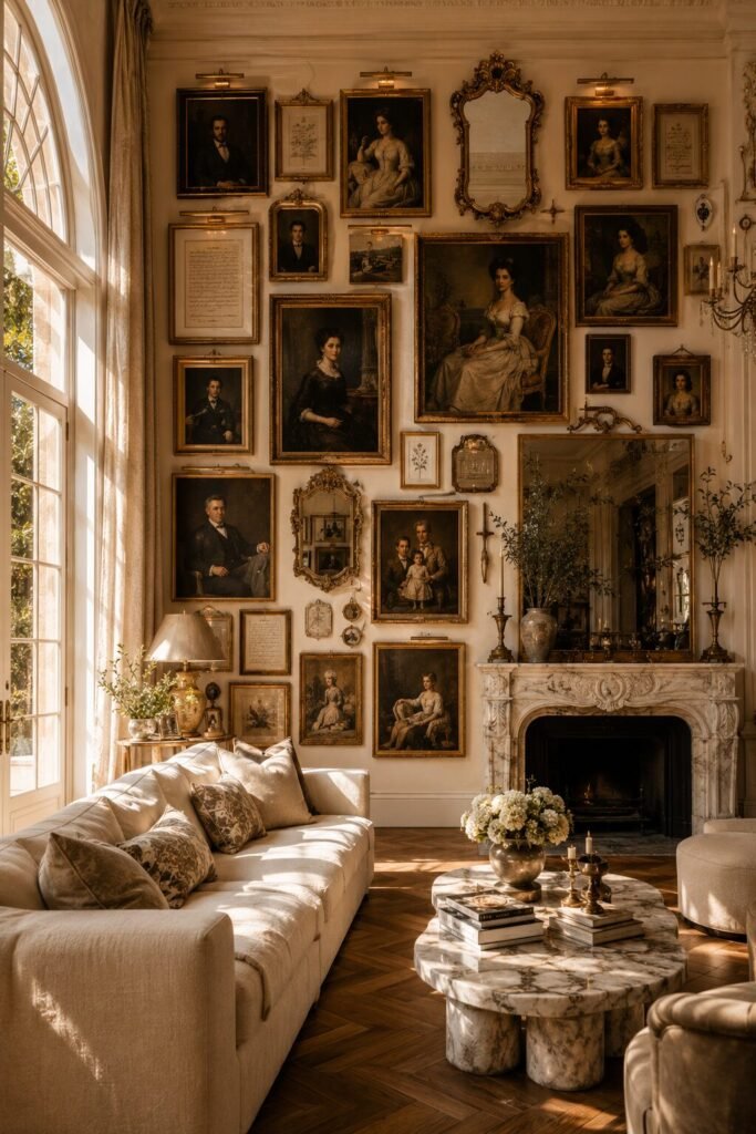Thrifted gallery wall ideas 12 Portrait thrifted gallery wall ideas