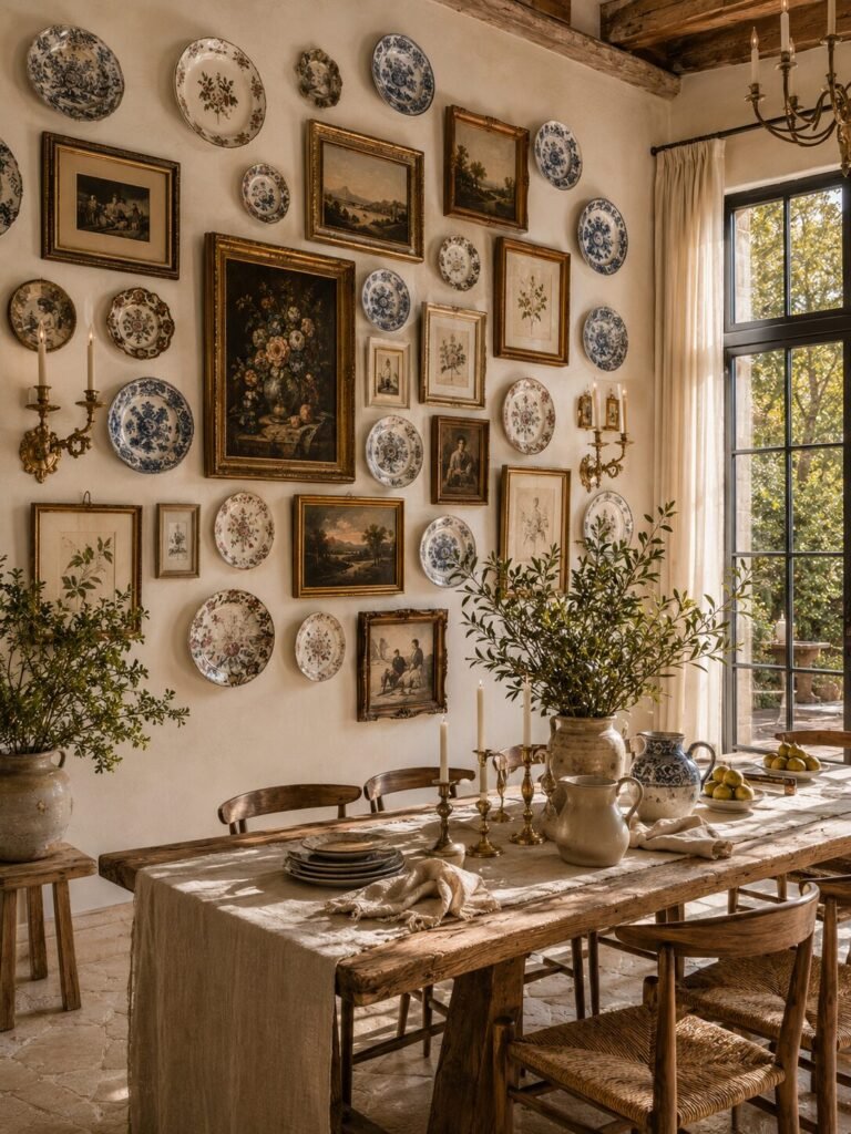 Thrifted gallery wall ideas 14 Vintage plate thrifted gallery wall ideas