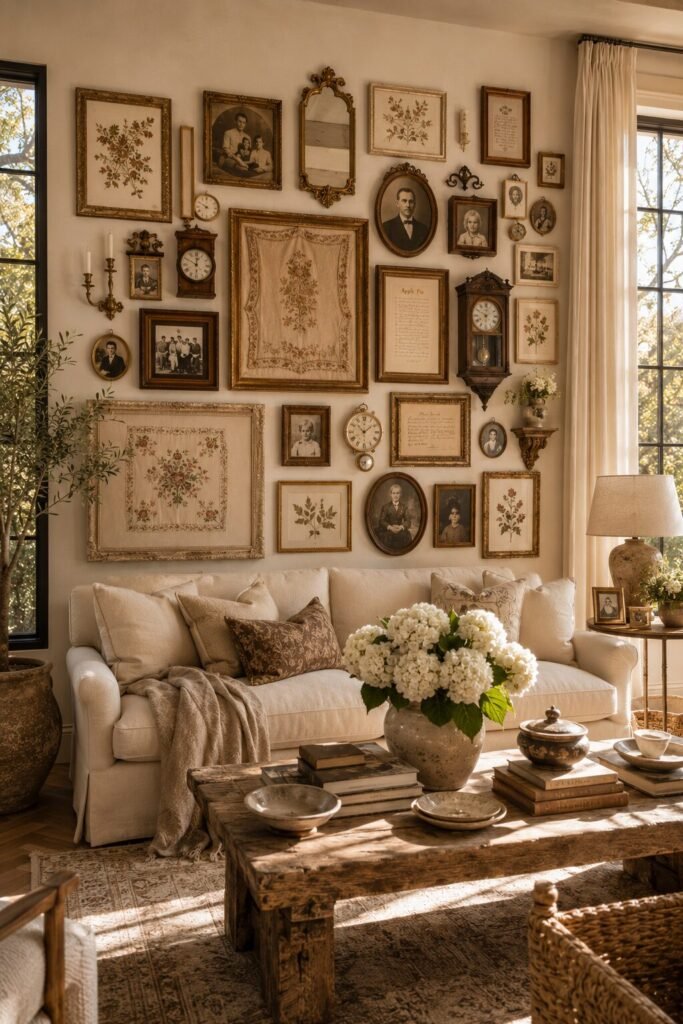Thrifted gallery wall ideas 15 Family thrifted gallery wall ideas