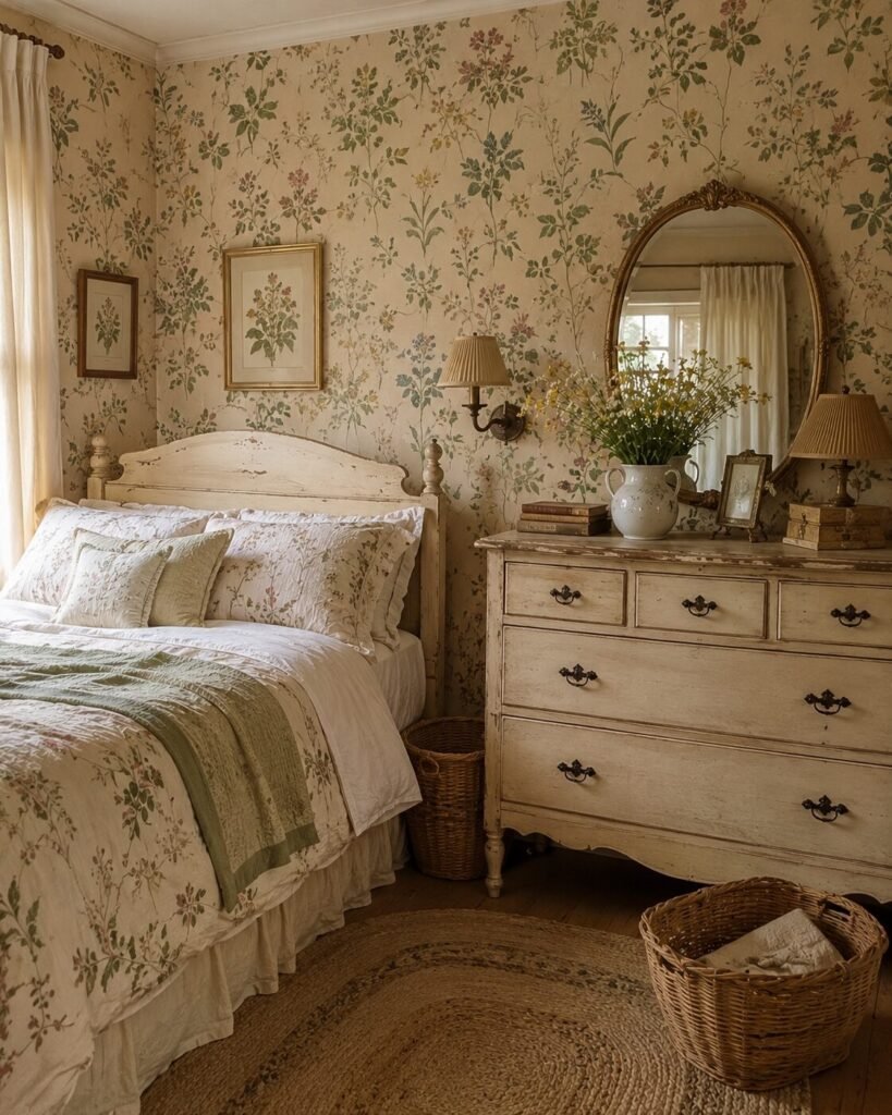 Cottagecore bedroom ideas 3 Botanical cottagecore bedroom ideas wallpaper