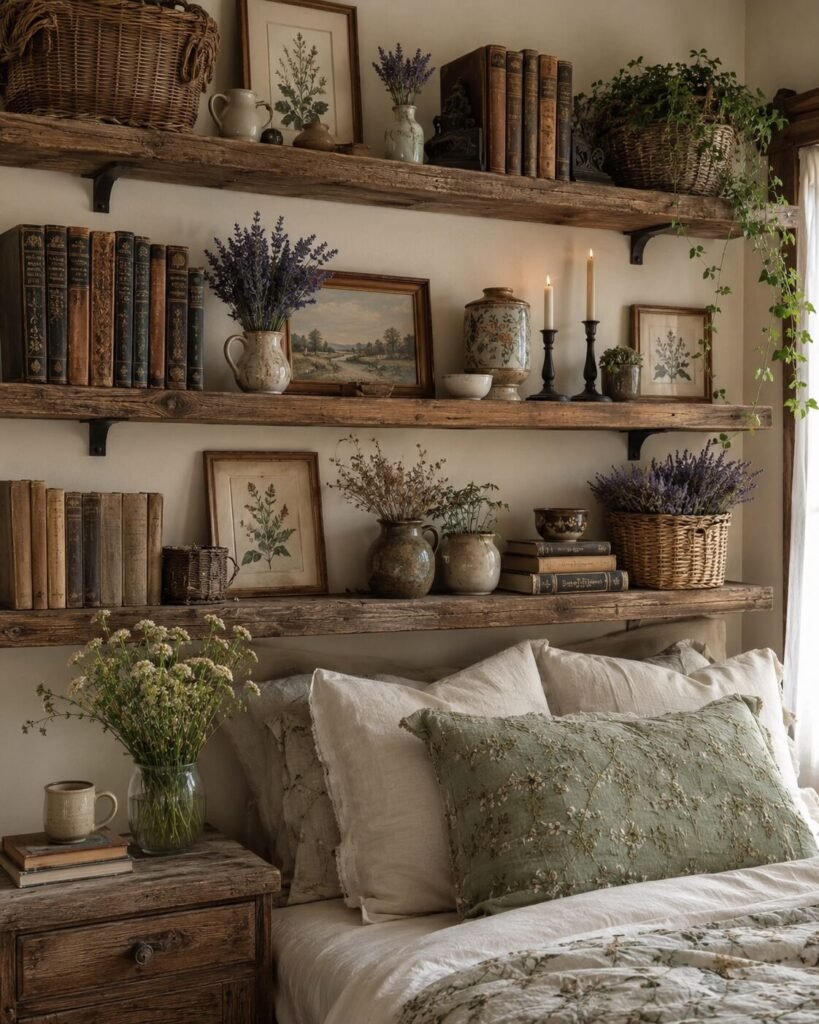Cottagecore bedroom ideas 4 Cottagecore bedroom ideas wooden shelves