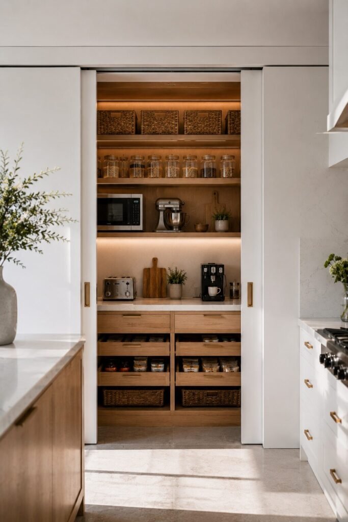 Pantry unit design ideas 11 Pocket door pantry unit design ideas