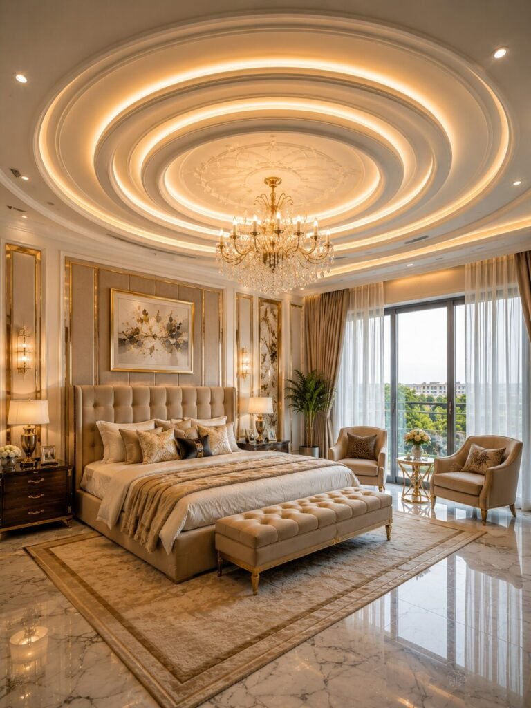 Bedroom pop design ideas 4 Circular bedroom pop design ideas ceiling