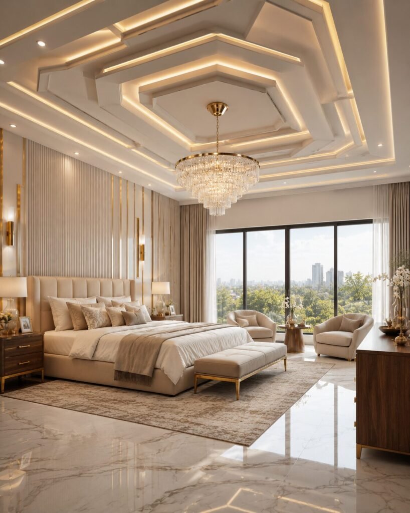 Bedroom pop design ideas 5 Geometric bedroom pop design ideas ceiling