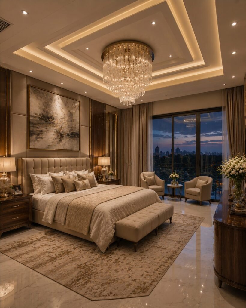 Bedroom pop design ideas 24 Layered bedroom pop design ideas lighting