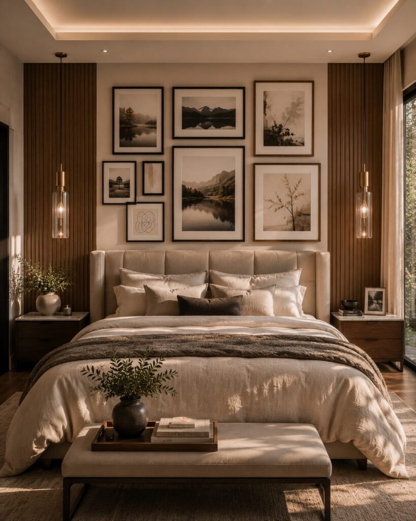 Picture frame wall ideas 9 Bedroom picture frame wall ideas