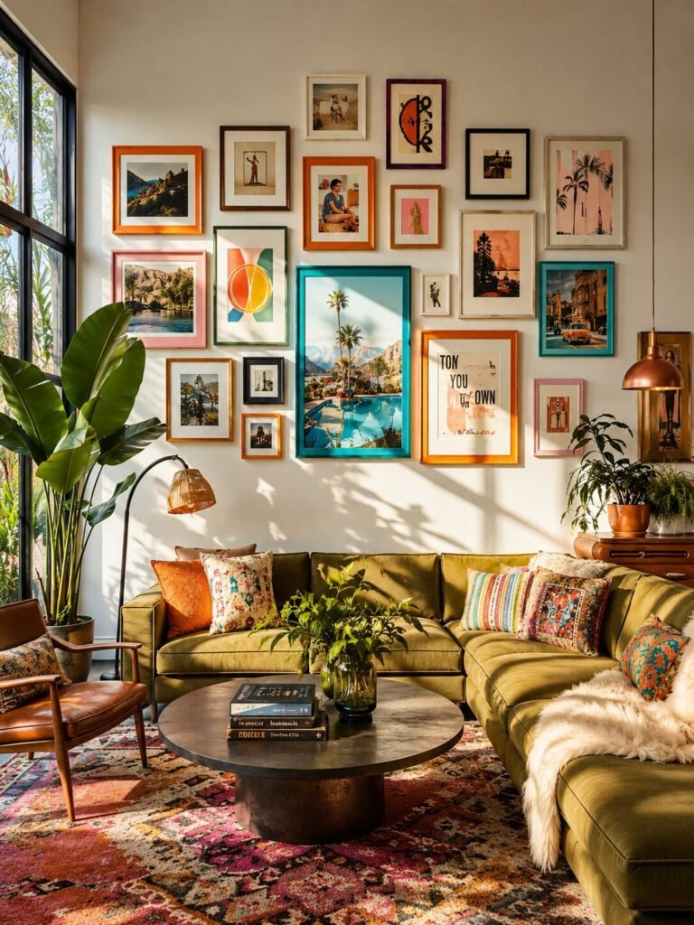 Funky gallery wall ideas 2 Funky gallery wall ideas with bright frames