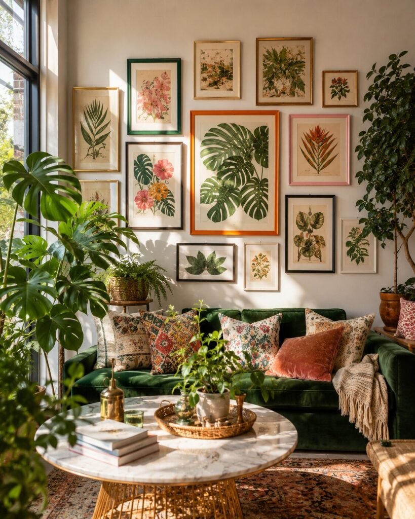 Funky gallery wall ideas 12 Botanical funky gallery wall ideas