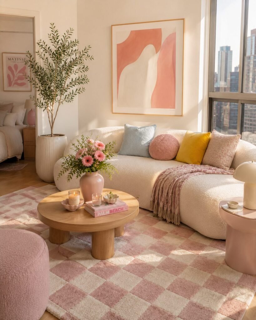 Small apartment decorating ideas 4 Checkerboard small apartment decorating ideas rug