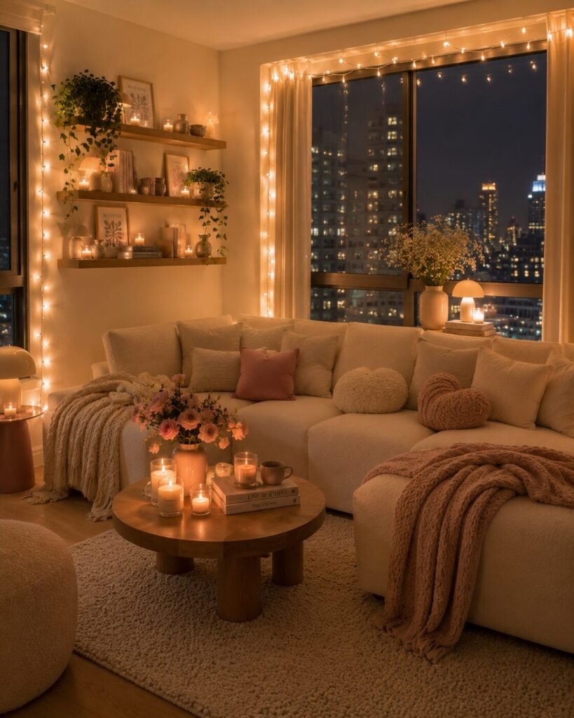 Small apartment decorating ideas 7 Fairy light small apartment decorating ideas