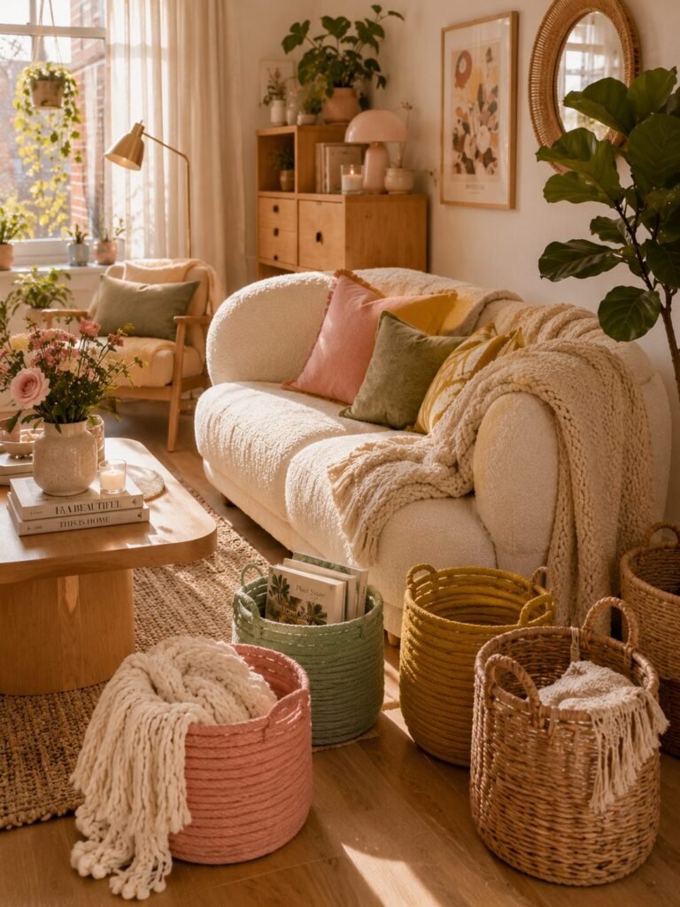 Small apartment decorating ideas 17 Colorful basket small apartment decorating ideas