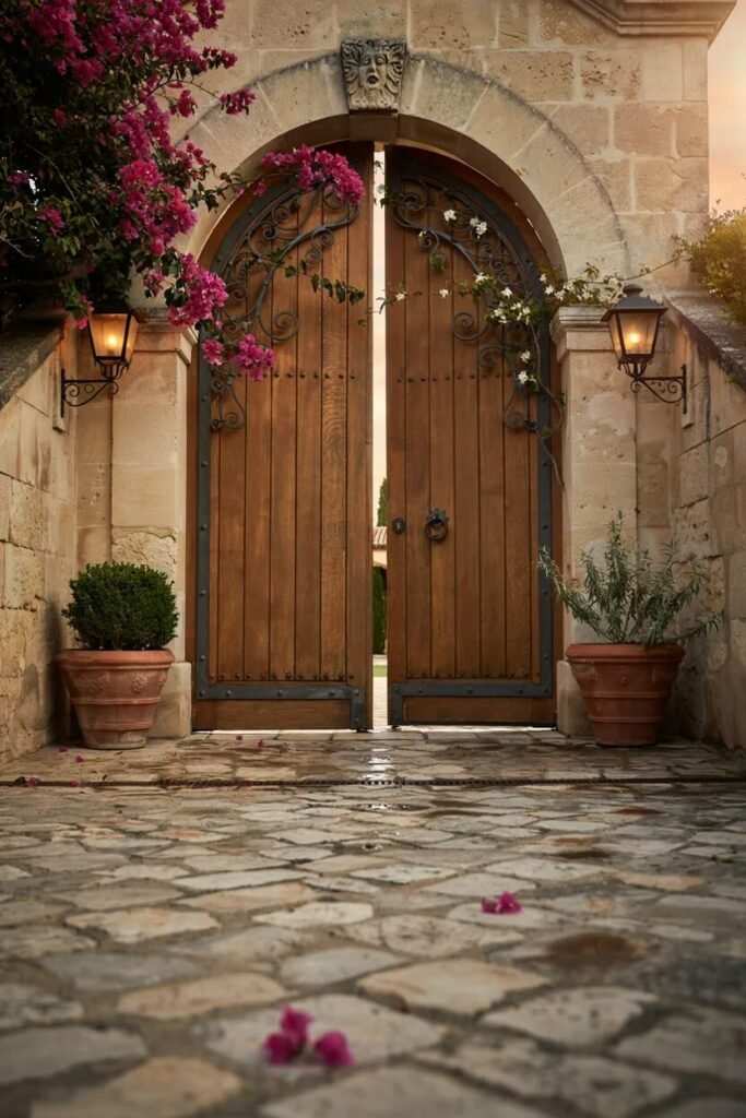 Wooden main gate design 8 Mediterranean wooden main gate design