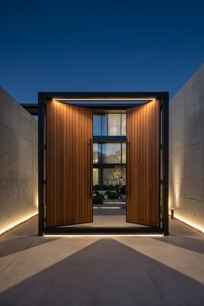 Wooden main gate design 12 Floating wooden main gate design