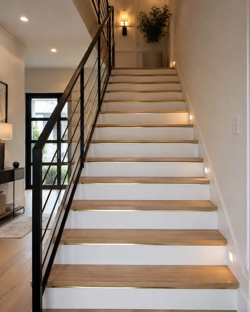 Brass stair riser ideas detail