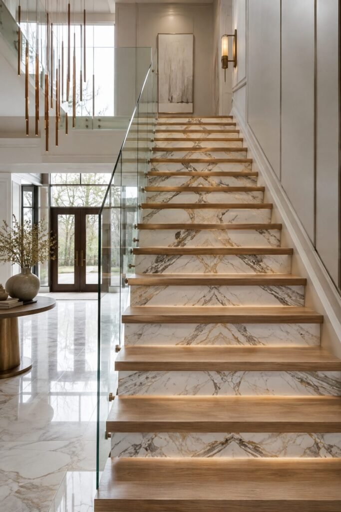 Marble stair riser ideas luxury