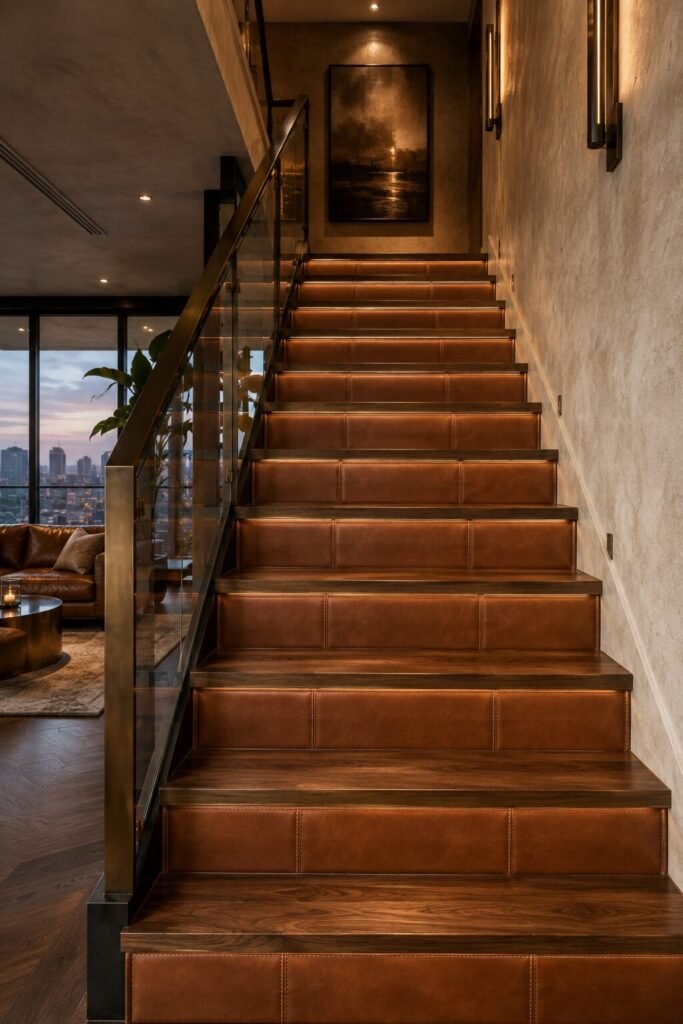 Leather stair riser ideas modern