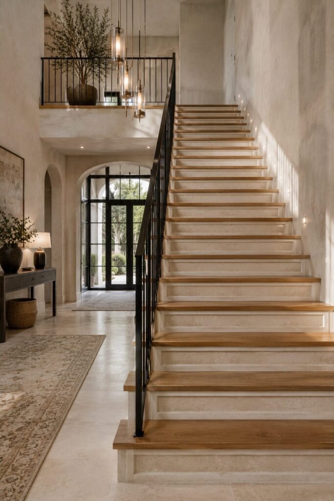Stone border stair riser ideas