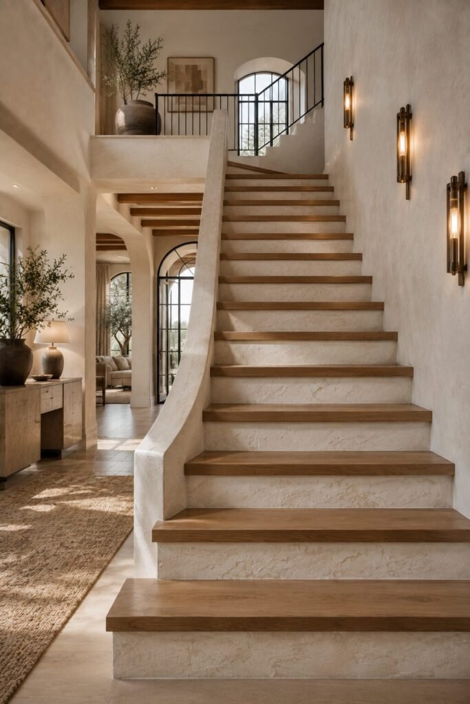 Venetian plaster stair riser ideas