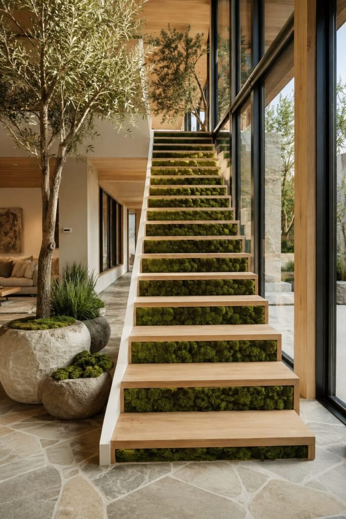 Living moss stair riser ideas
