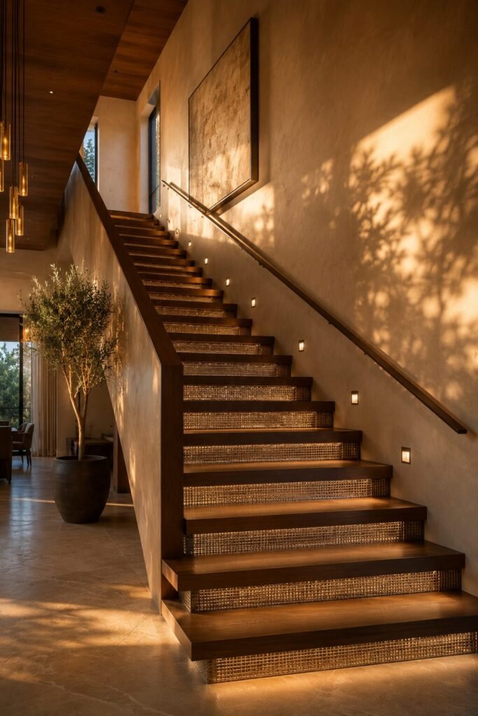 Bronze stair riser ideas texture