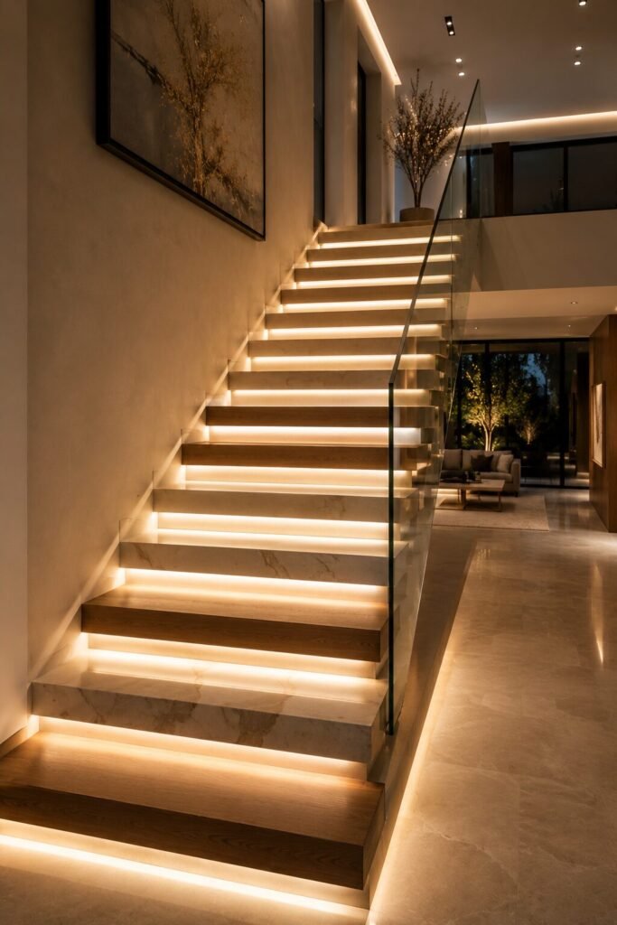 Halo LED stair riser ideas