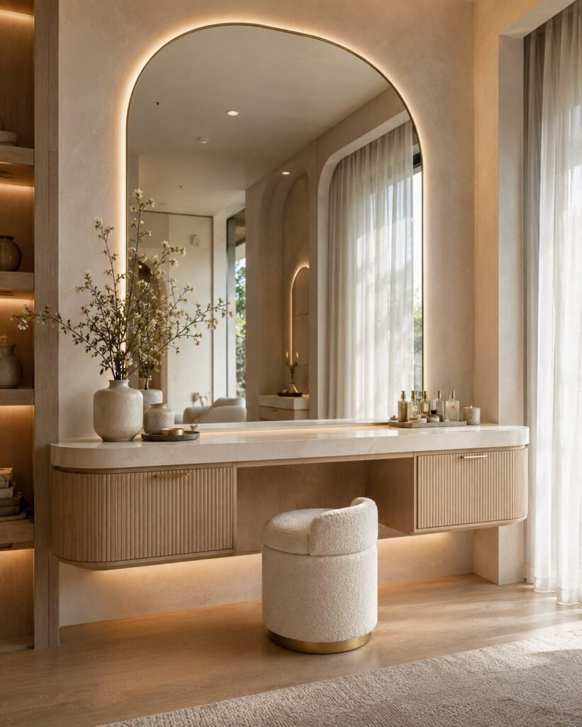 17 vanity design ideas 7 Curved mirror 17 vanity design ideas inspiration