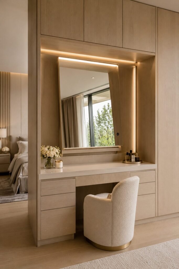 17 vanity design ideas 13 Retractable mirror 17 vanity design ideas inspiration