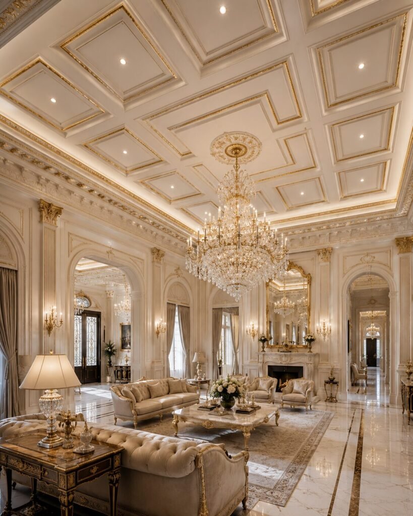 Neoclassical interior ideas 5 Luxury neoclassical interior ideas coffered ceiling