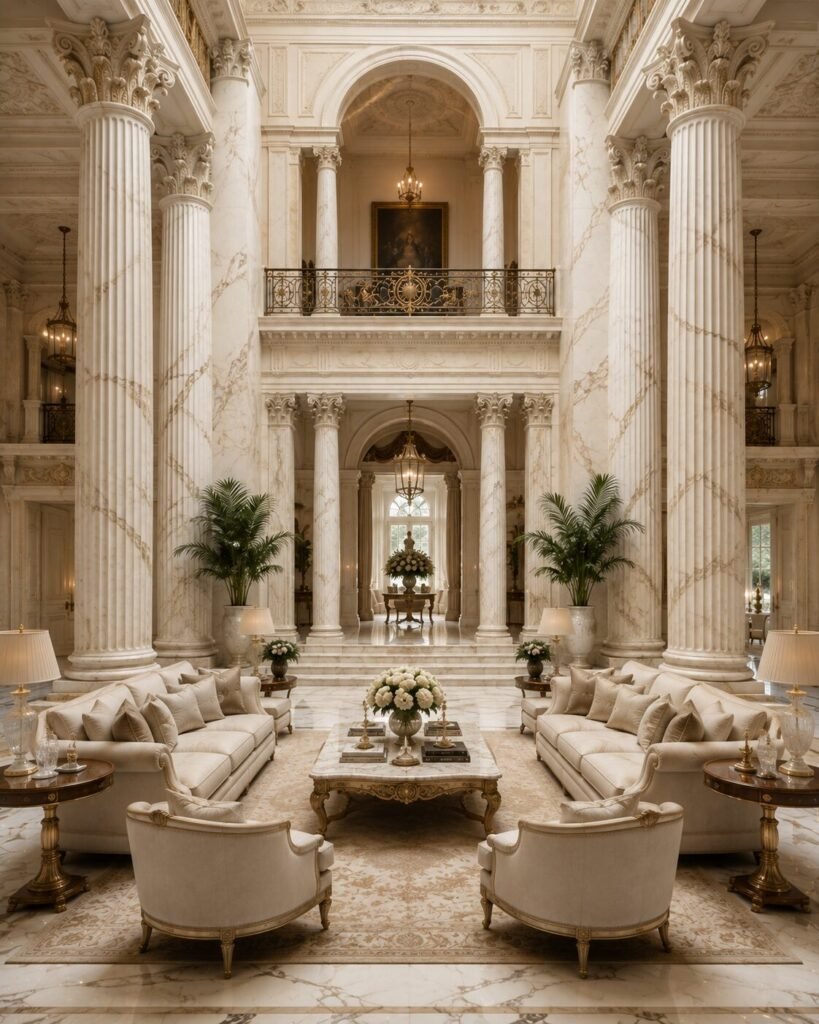 Neoclassical interior ideas 14 Marble columns neoclassical interior ideas style