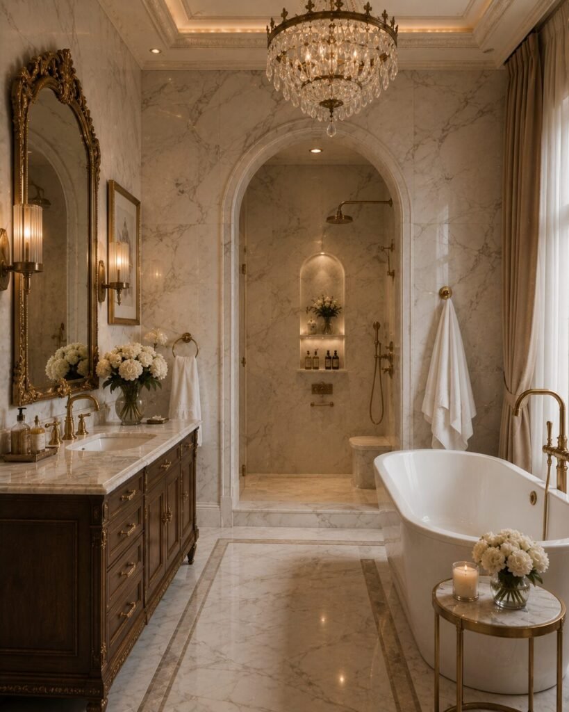 Neoclassical interior ideas 18 Marble bathroom neoclassical interior ideas design