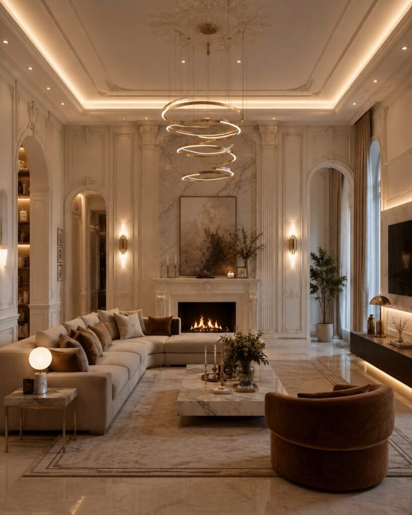 Neoclassical interior ideas 19 Modern lighting neoclassical interior ideas blend