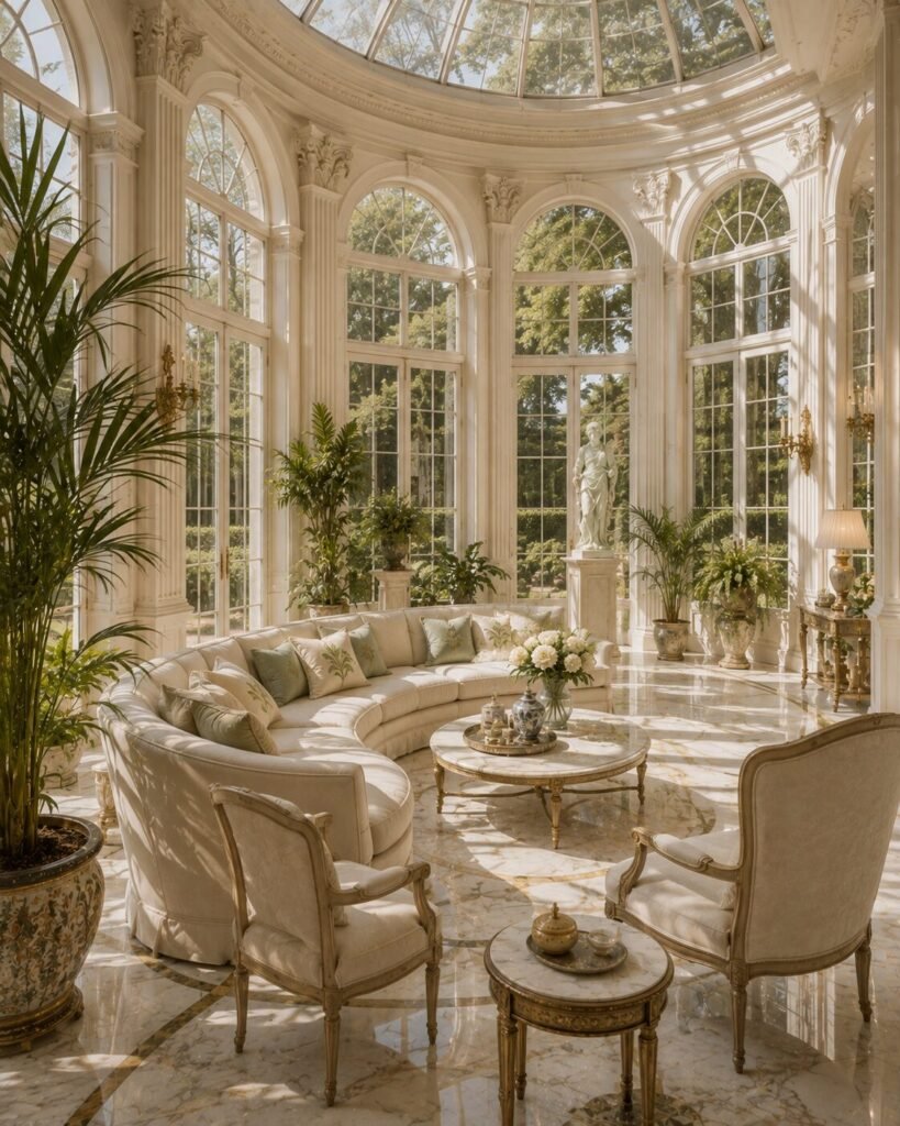Neoclassical interior ideas 21 Sunlit conservatory neoclassical interior ideas
